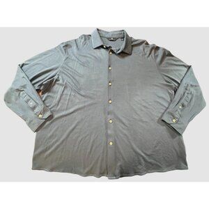 Hart Schaffner Marx Mens XL Long Sleeve Button-Down Shirt cotton knit soft blue‎